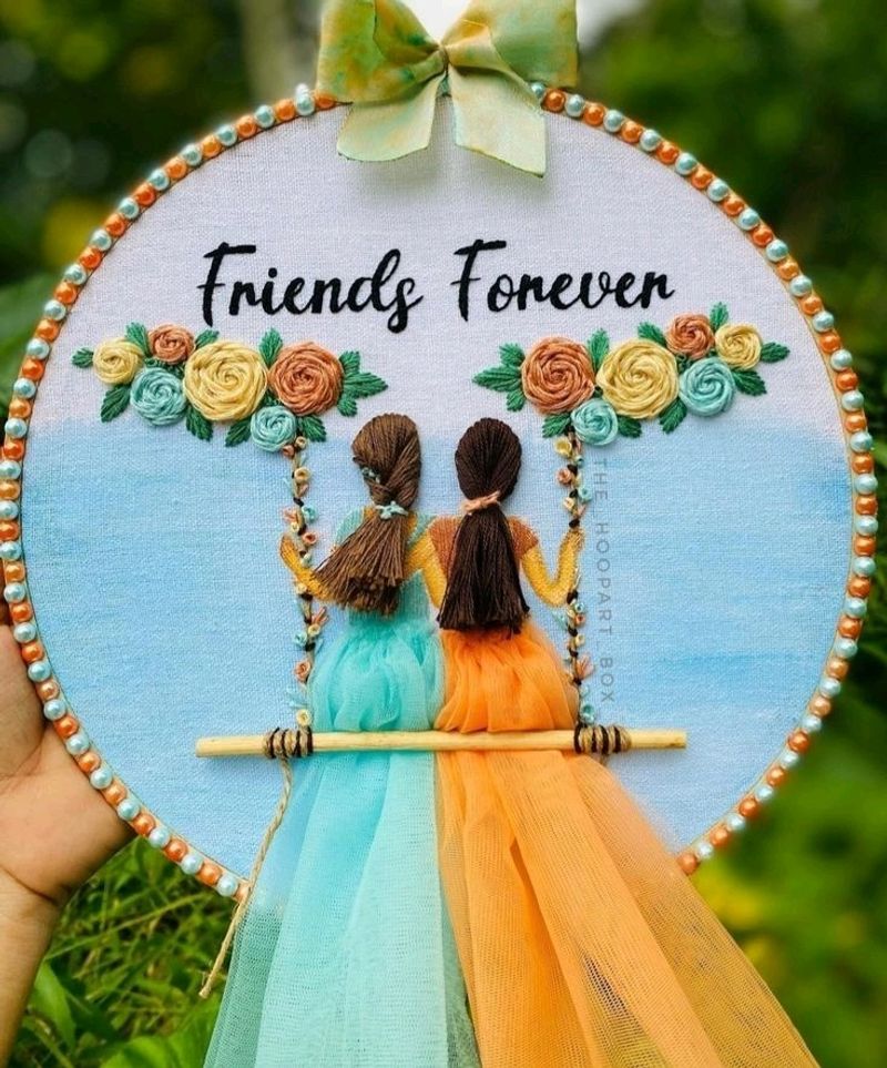 Embroidered Friends Hoop Ring