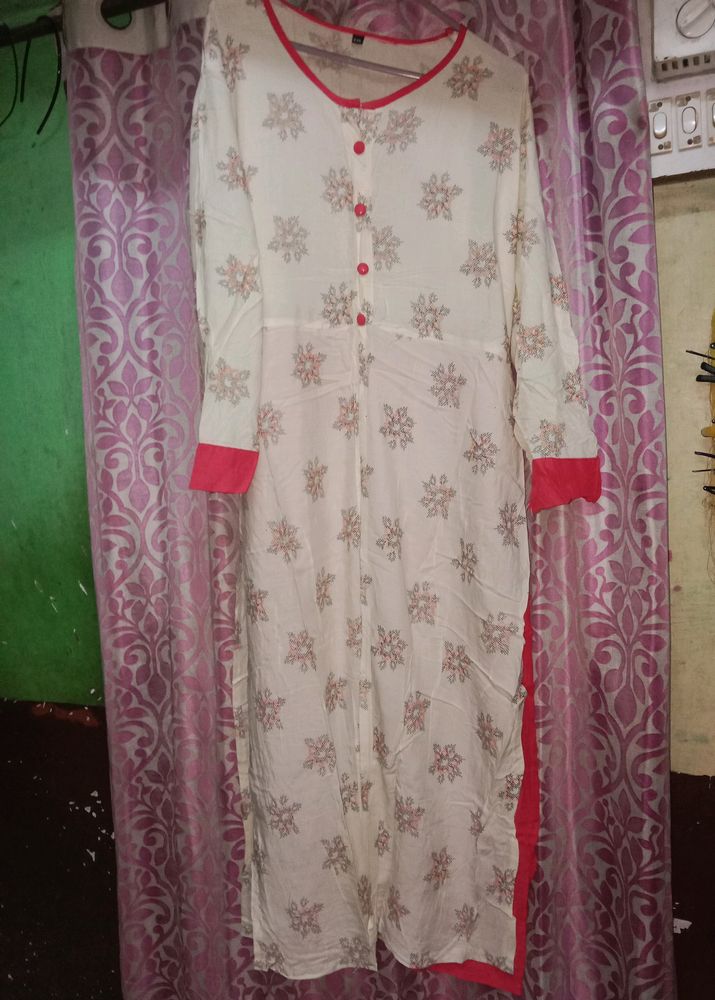 White & Pink Colour Kurti