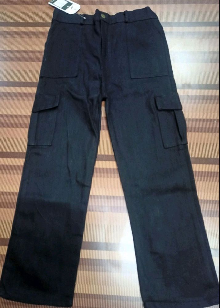 Black High Waisted Cargo Jeans