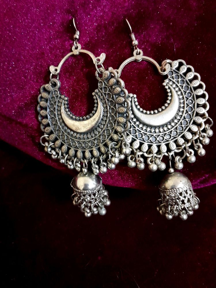 Oxidized Silver Jhumka Earring