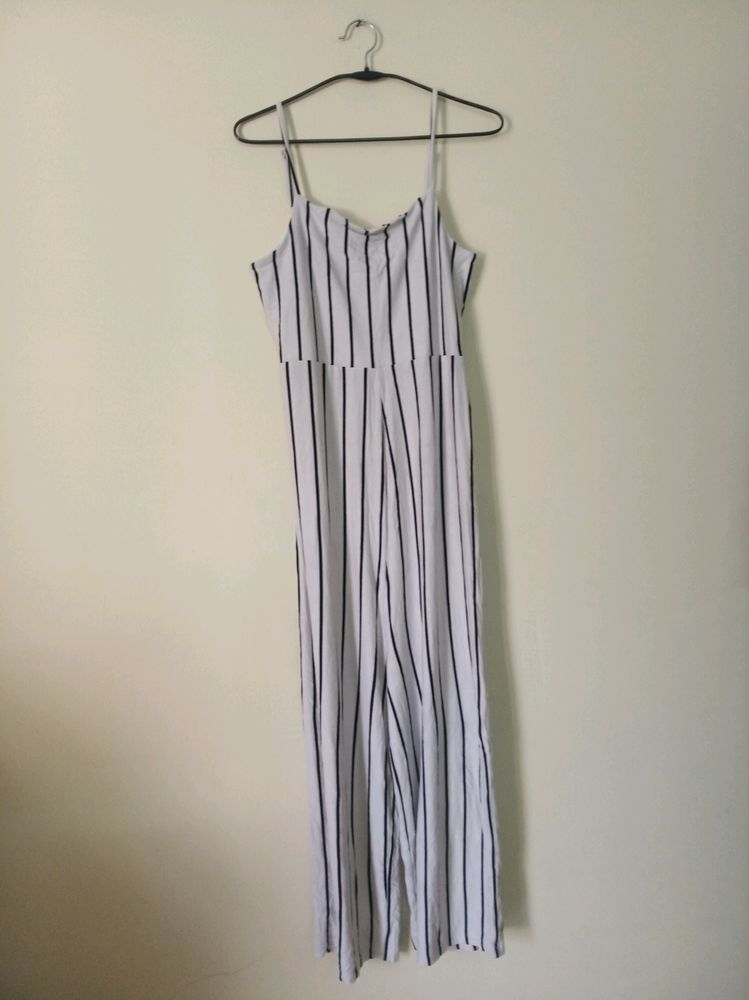 White Stripped Jumpsuit