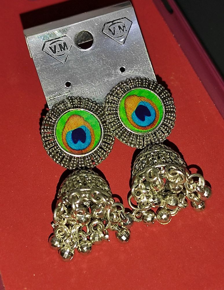 Peacock Oxidised Earrings