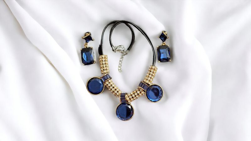 Blue Stone Necklace Party Wear