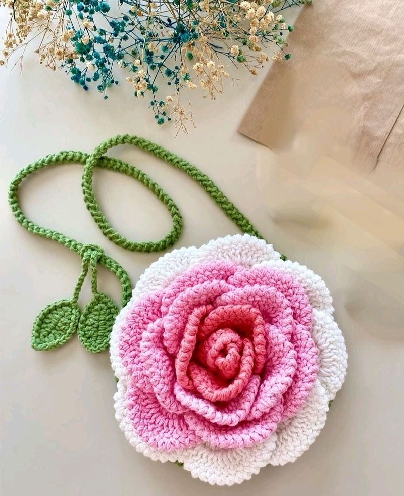 Crochet Rose Sling Bag