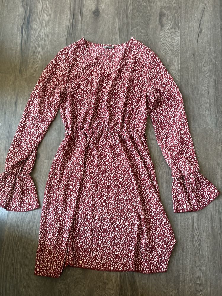 Red Ditsy Floral Dress