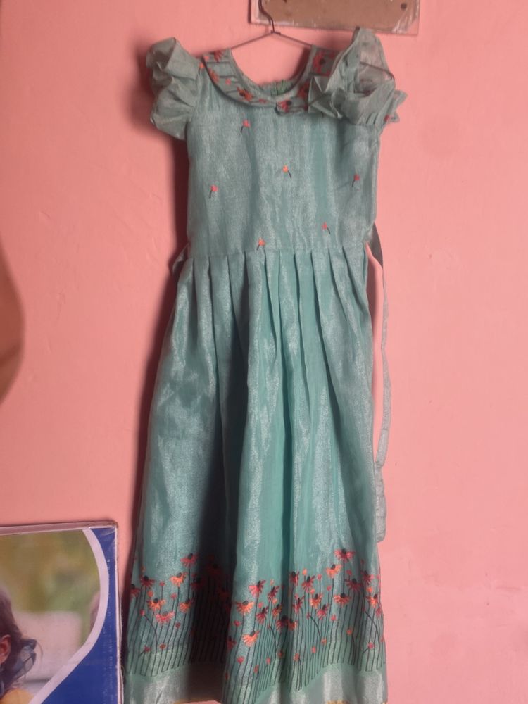 A dress Stitched With Lining From Saree Linen Material