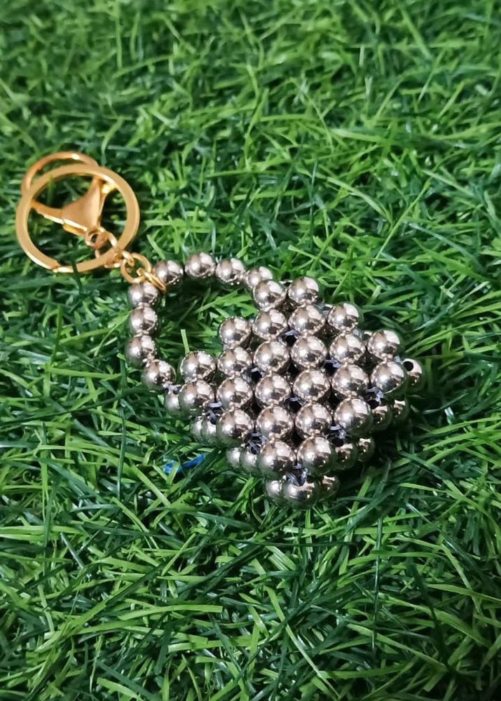 Silver Beaded Keychain