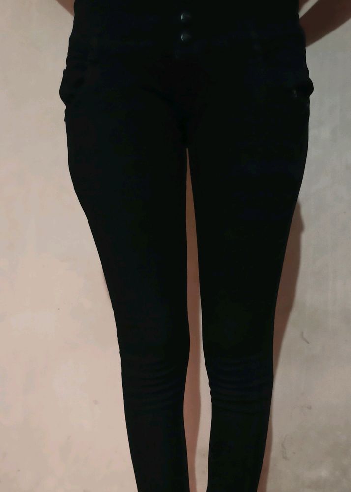 Skinny Black Mid Rise Denim Jeans