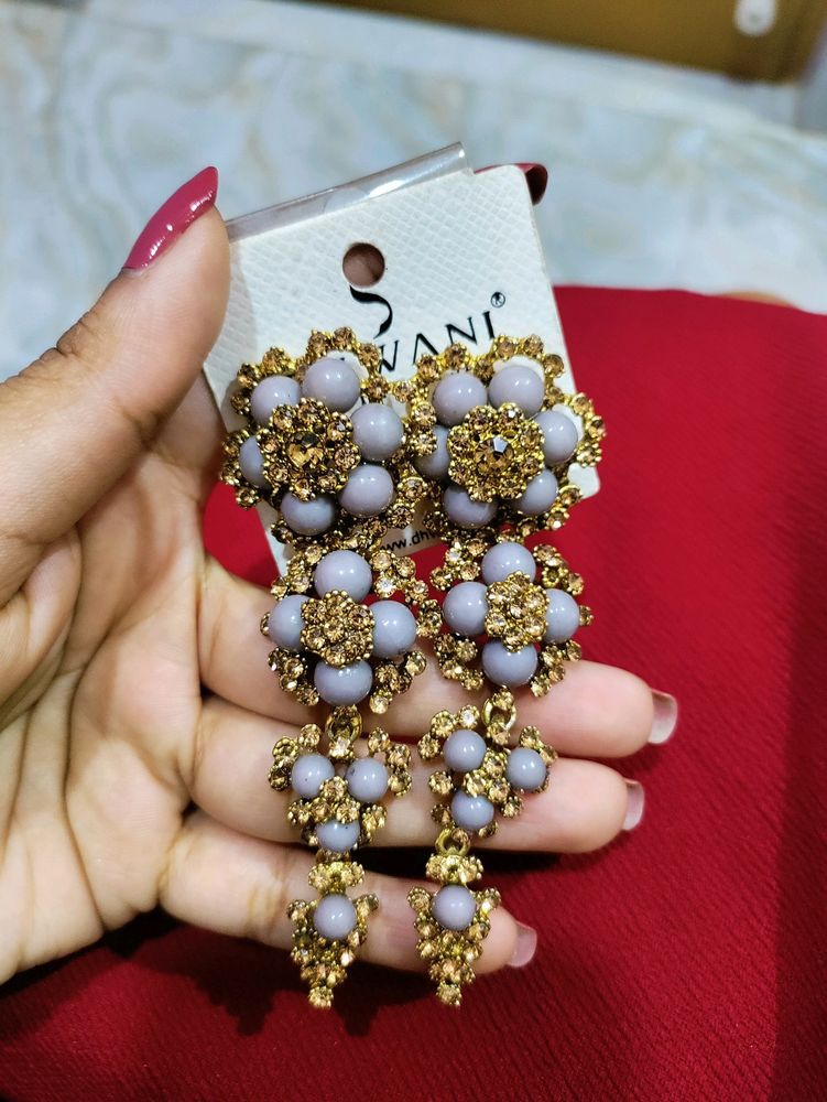 Long Stone Ethnic Earrings