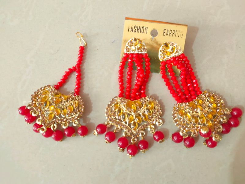 Traditional Earings With Bindi Set