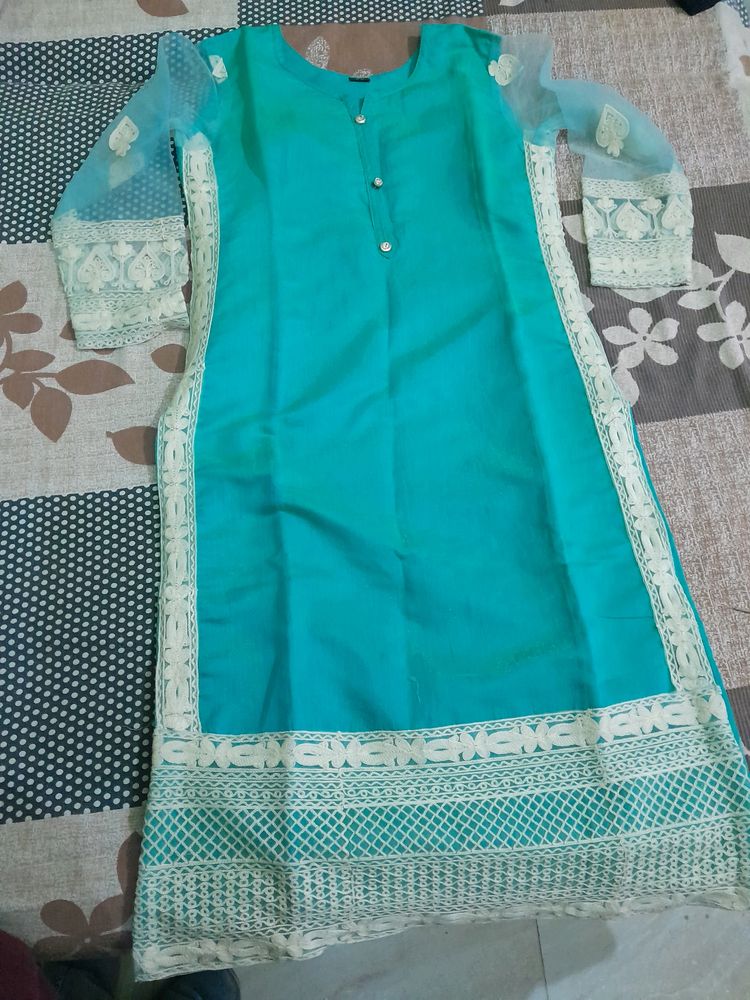 Sea Green Suit + Dupatta ( Net)