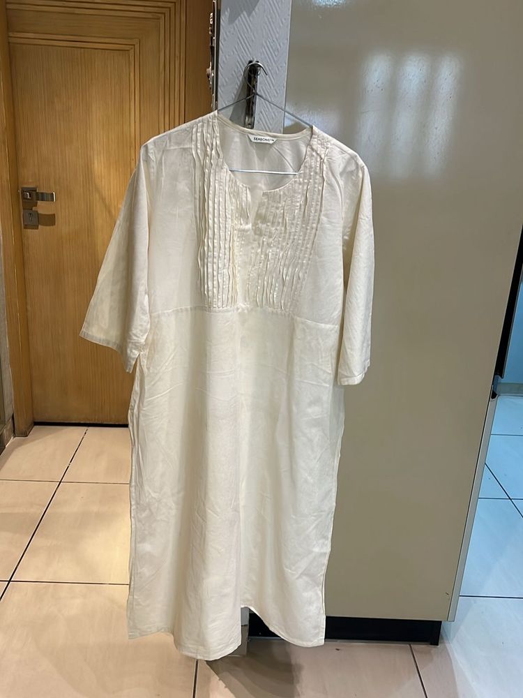 Off White Kurta With Self Print