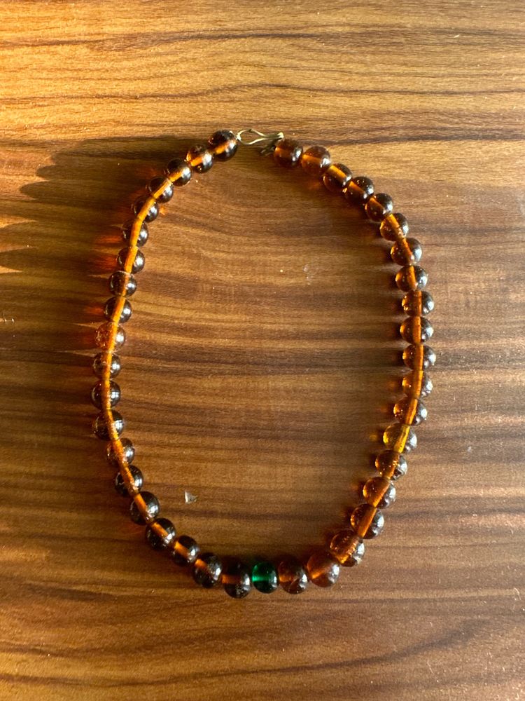 New Brown Glass Beaded Necklace