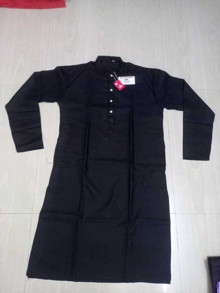 Men's Cotton Black Kurta