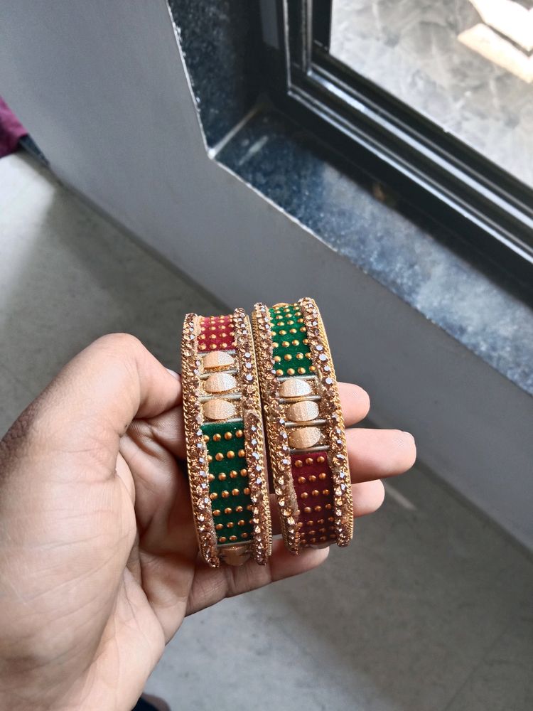 Red And Green Combination Bangles