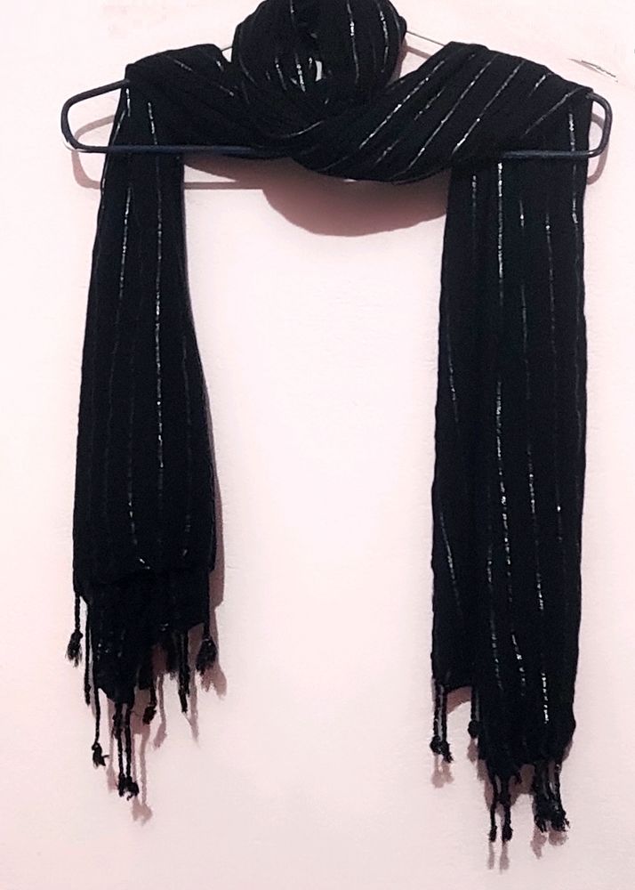 Black Cotton Silk Soft Stole