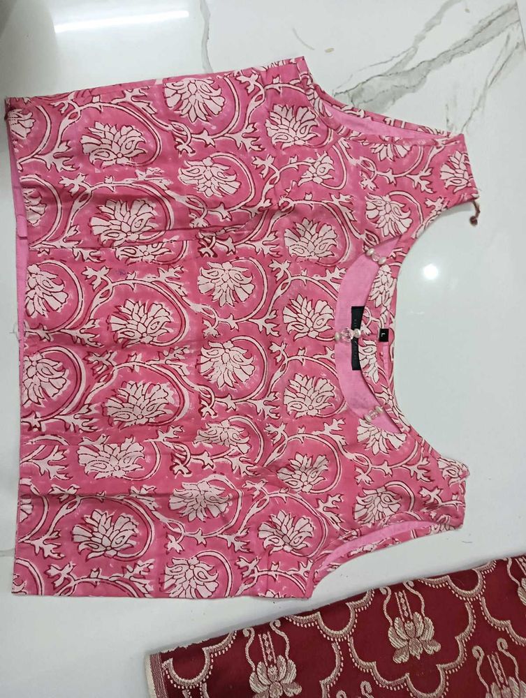 Pink Cotton Blouse For Women