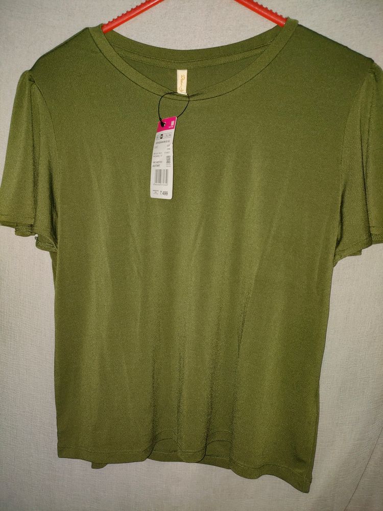 New Butterfly Sleeved Olive Green Top