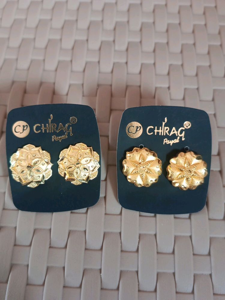 One Gram Gold Studs Earrings Combo Of 2