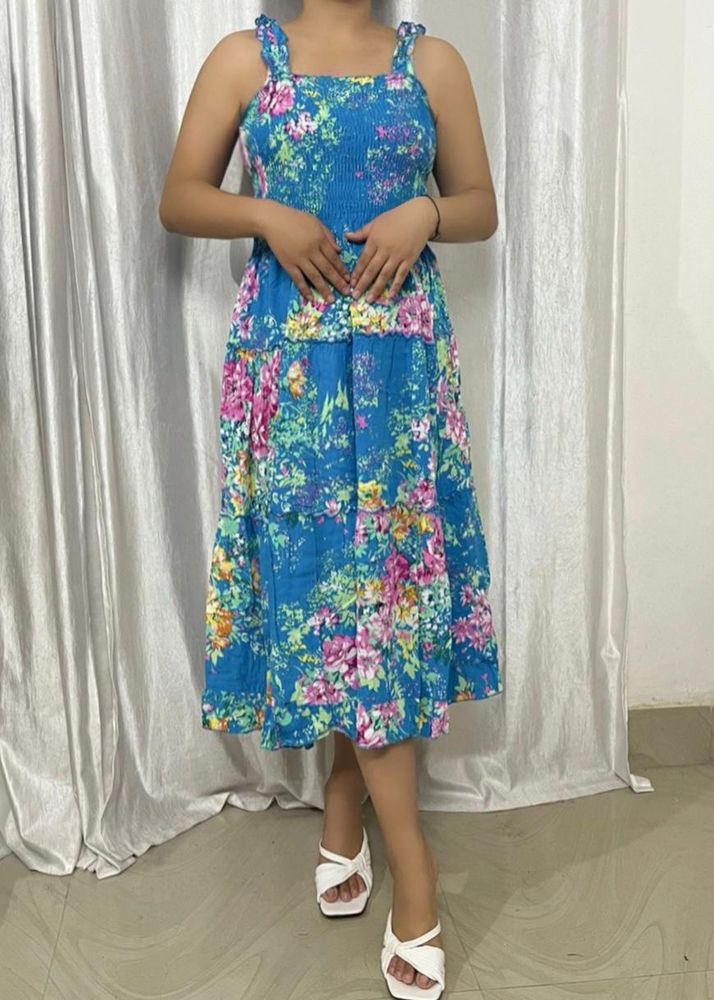 Blue Sleeves Summer Dress