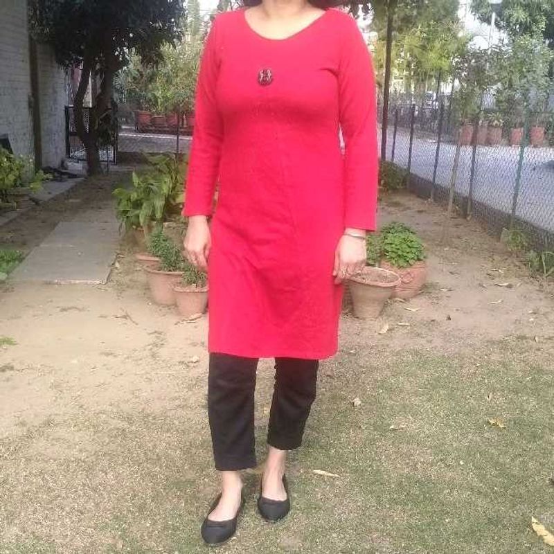 Pankhuri Red Woollen Kurti