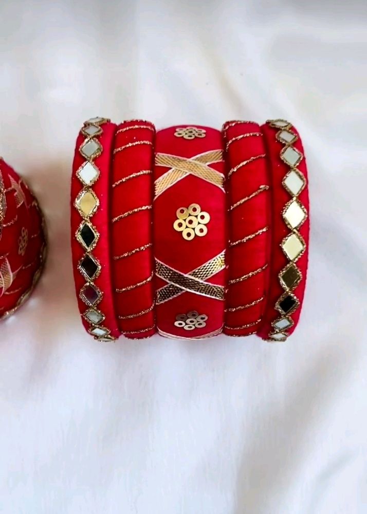 Red Mirror Work Bangles ❤️