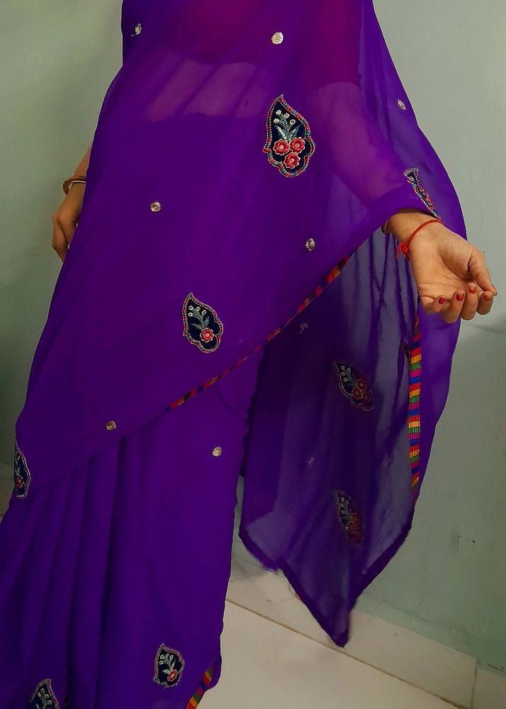 New Embroidered Saree & Blouse