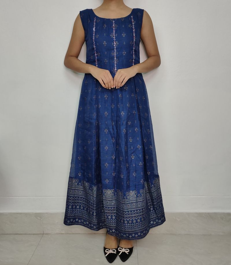 Navy Blue Sleeveless Kurta For Women