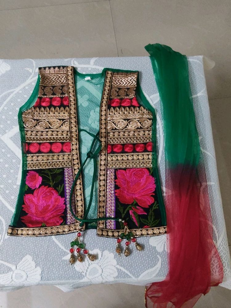 Girls Embroidered Jacket with Dupatta for Girls - Size 26