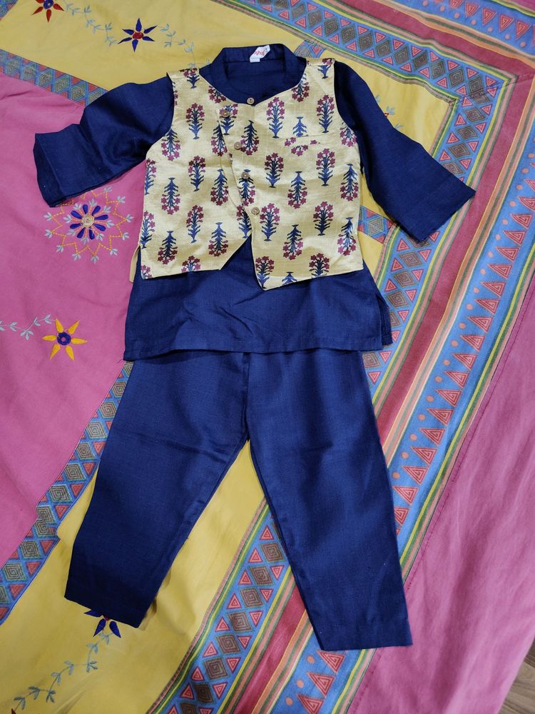 Boys Ethnic Kurta Pyjama With Coat Jacket