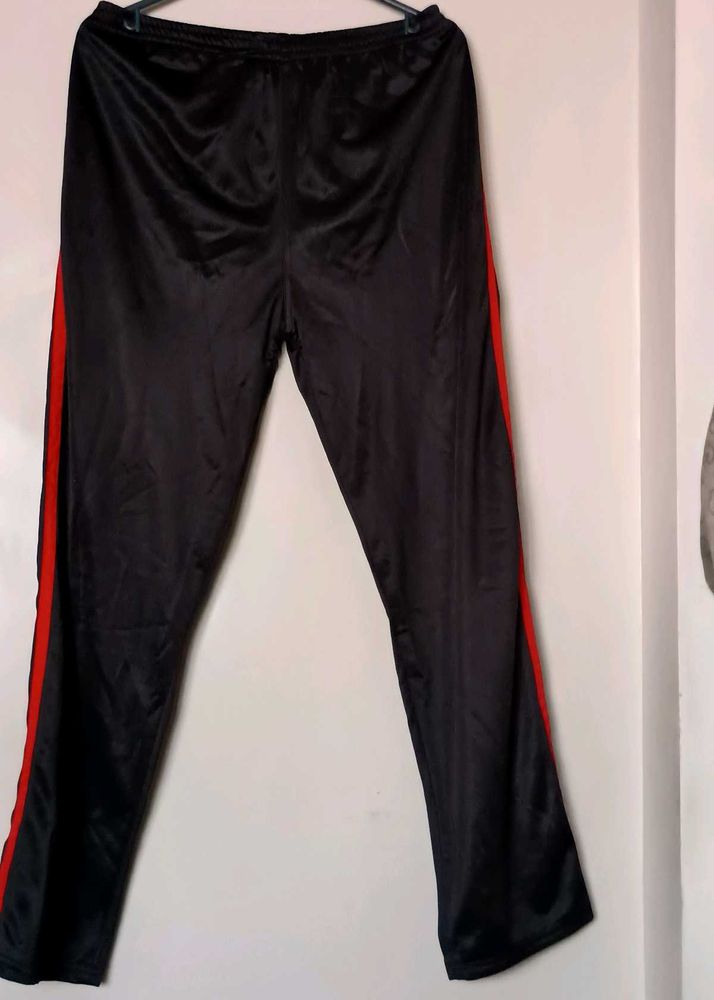 Black Coloured Pants For Women With Red Strips