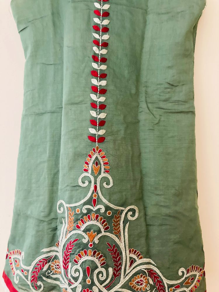 Chanderi Silk Olive Kurti