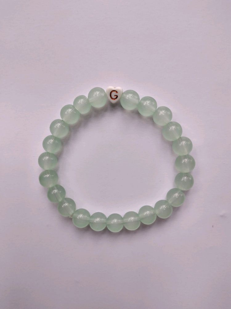 Sea Green Name Initial Bracelet