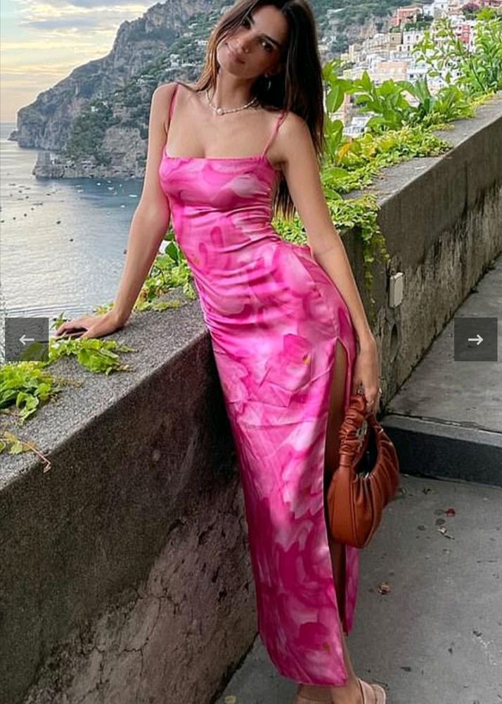 Pink Floral Printed Maxi Dress