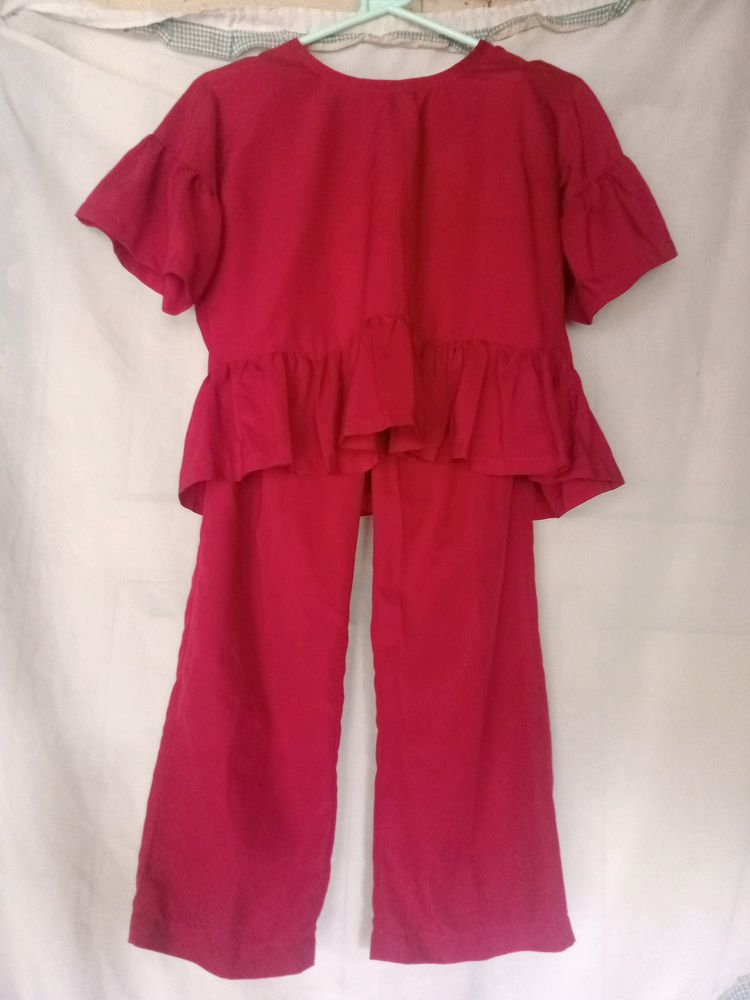 RED LINEN TROUSER SUIT 🍒