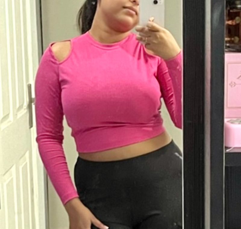 ONLY Women Pink Ribbed Crop Pullover