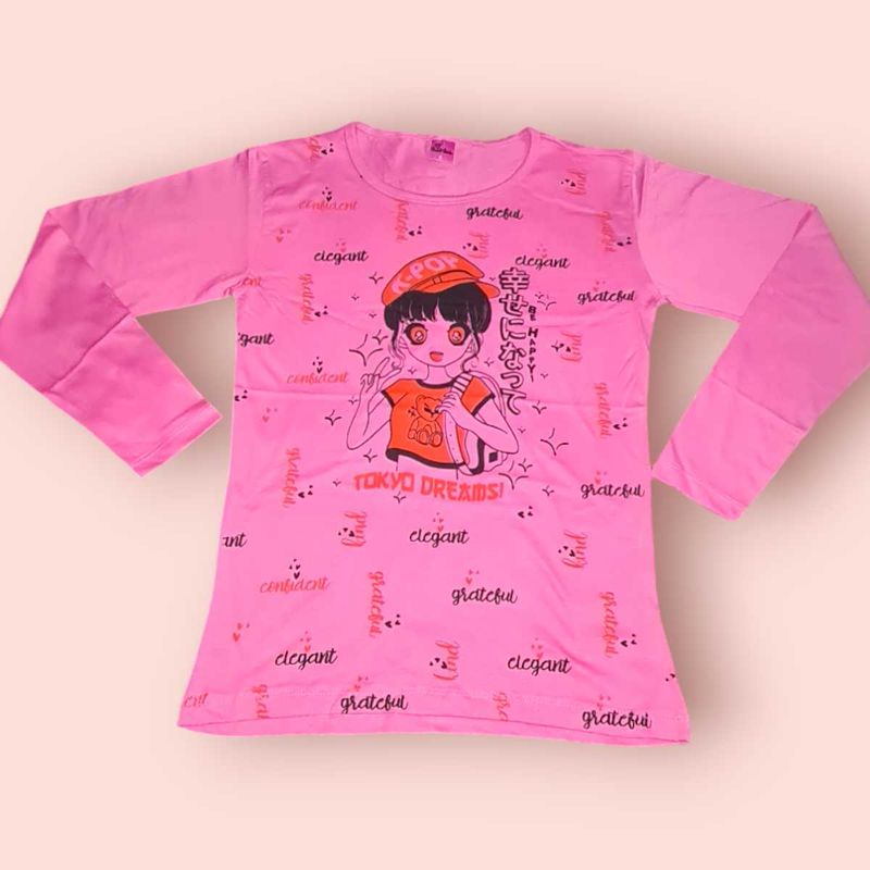 💃 Girl's Full Sleeve T-shirt 32 Inch Pink