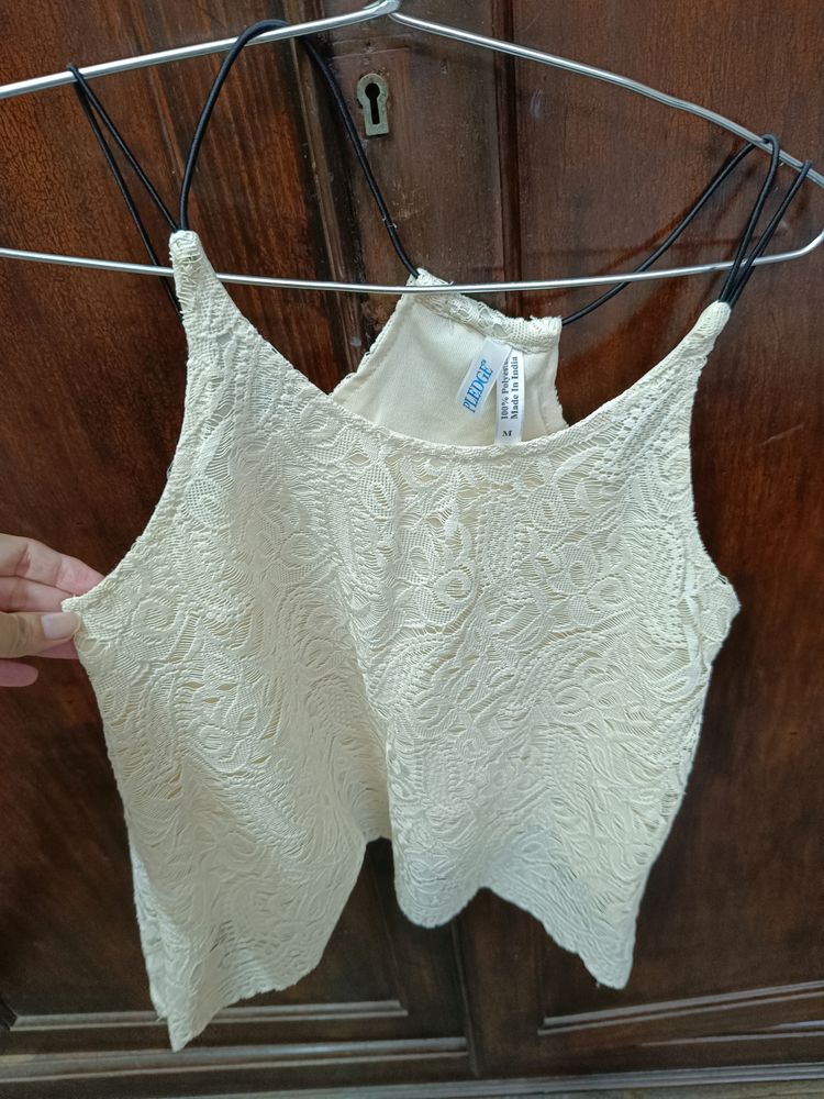 Lacey Cream Strappy Top