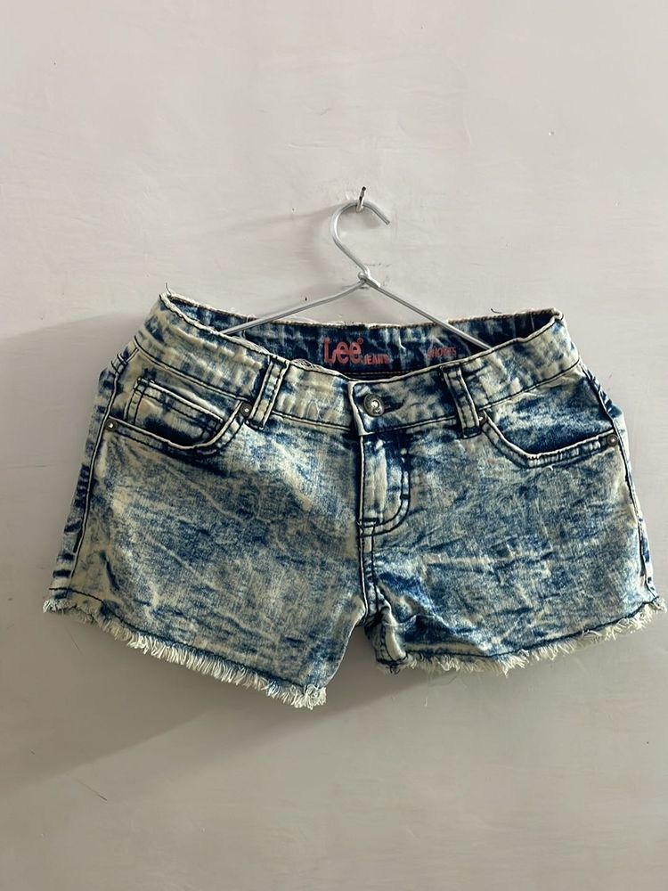 Acid Washed Denim Shorts For Girls