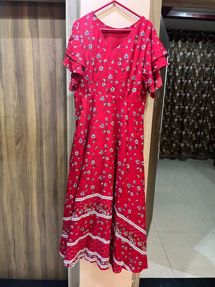 Zink London Red Floral Casual Maxi Dress