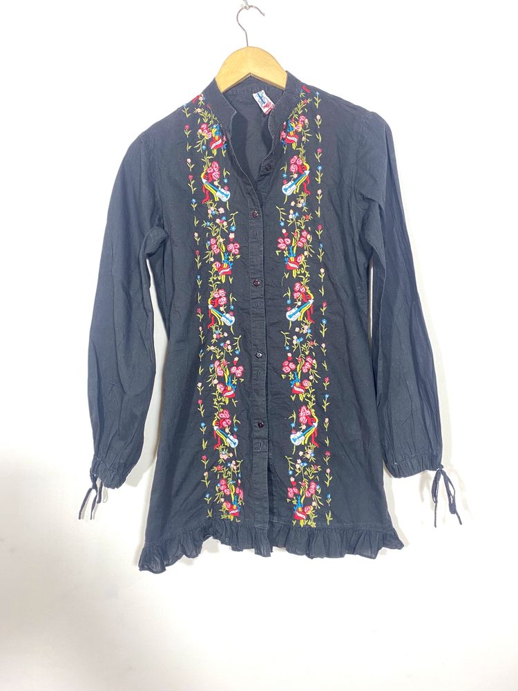 Charcoal Embroidery Tunic