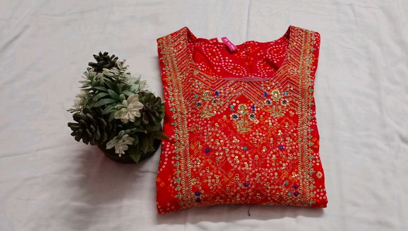 Heavy Chest Embroidery Kurti With Pocket