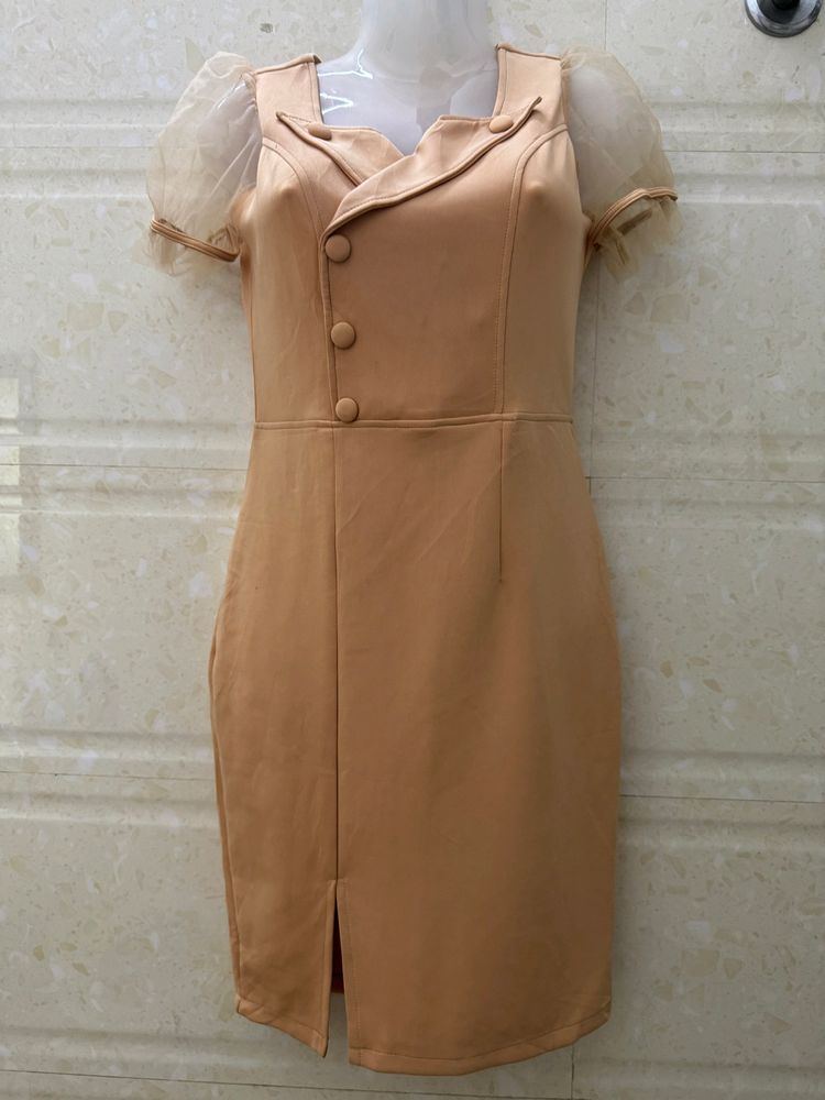 Nude Colour Bodycon Mini Dress For Women's