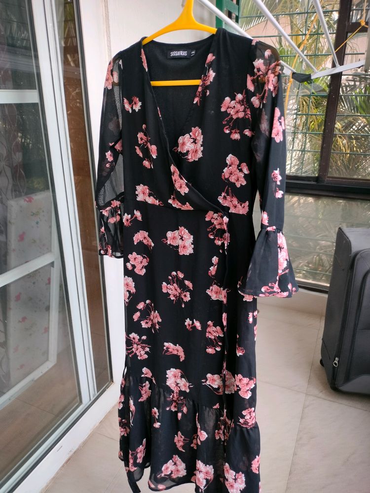 A Line Georgette Floral Midi