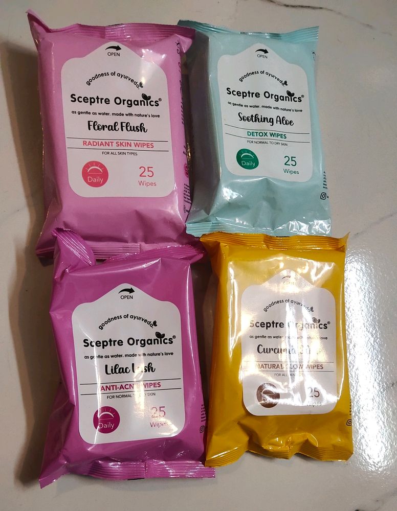 Natural facial glow wipes 25N each