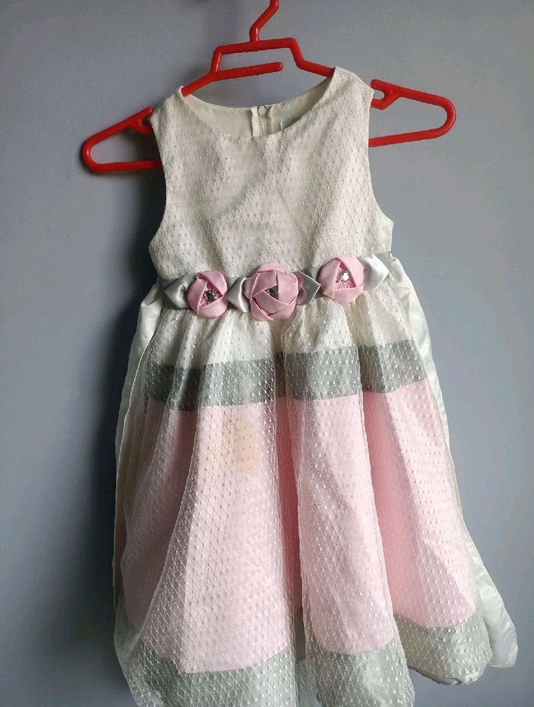 White Nd Baby Pink Combination Girl Frocks