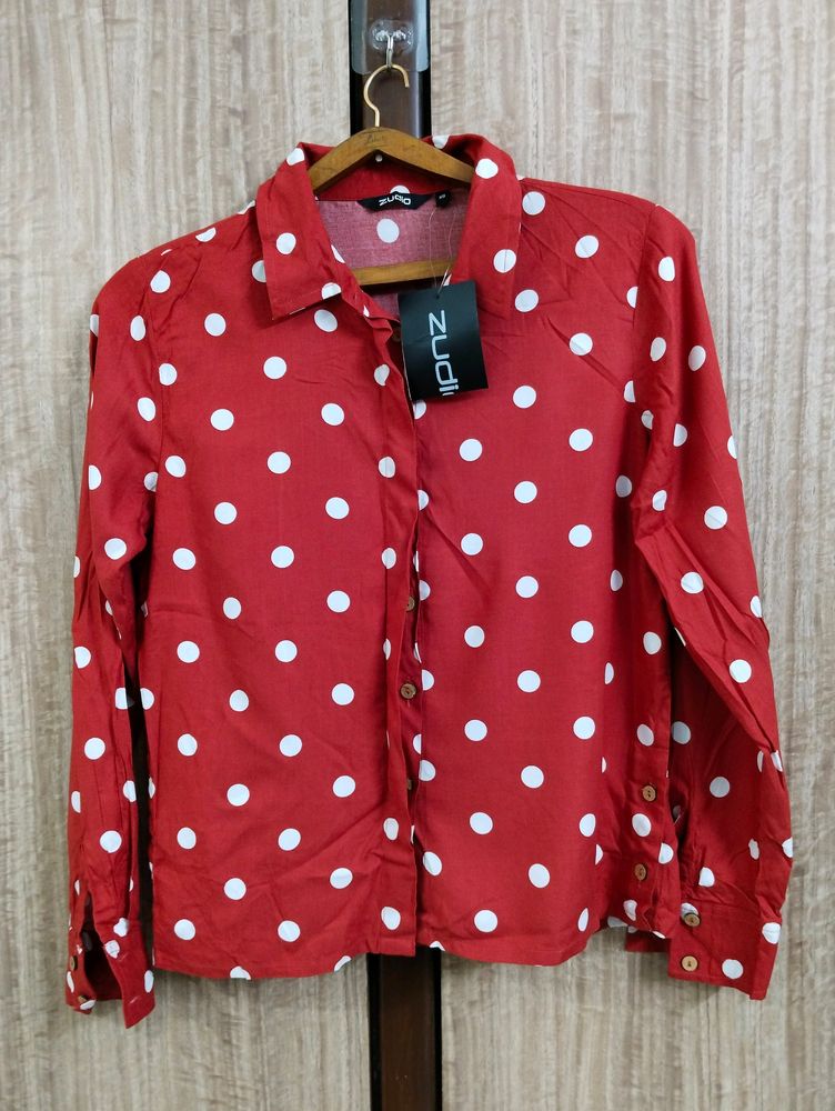 Zudio Red And White Polka Dot Shirt (36) ♥️🤍