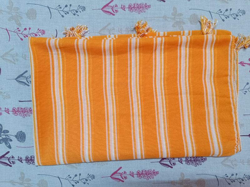 Orange Printed Polyster Stole