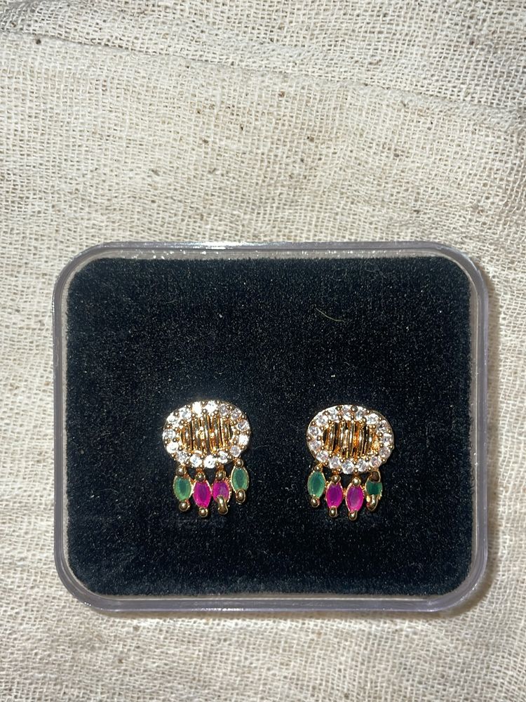 Gold Plated Stone Stud Earring