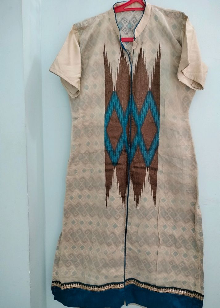 Dark Blue N Wheat Colour Kurta